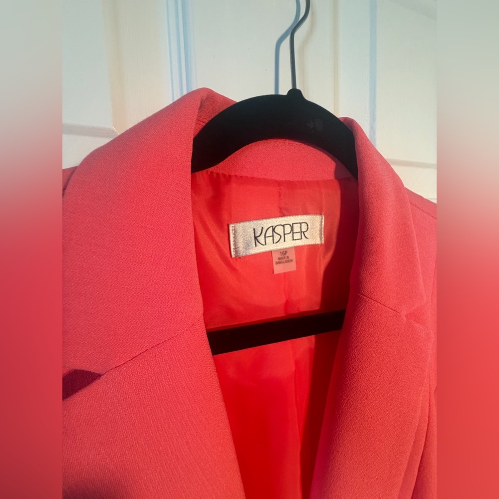 Kasper Bright Coral Single-Button Blazer - Picture 3 of 4